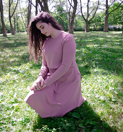 model in pink dress
